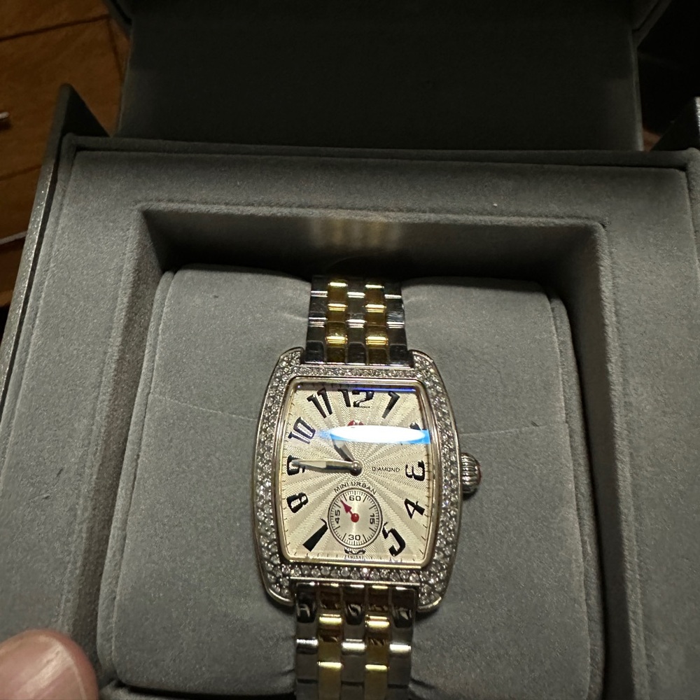 Michele Mini Urban .65 Carat Diamond Gold & Stainless Steel Watch needs battery - Picture 12 of 12